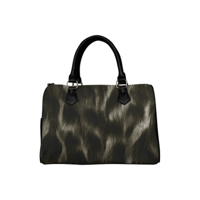 Boston Handbag Purse - Custom Animal Fur Prints - Black Gray - Accessories big cats hot new items
