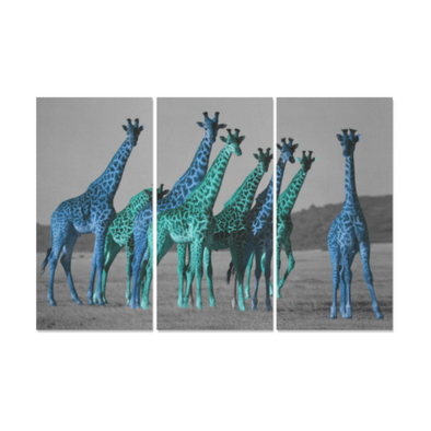 Colorful Giraffes - Canvas Wall Art - Blue/Turquoise - Wall Art canvas prints giraffes hot new items