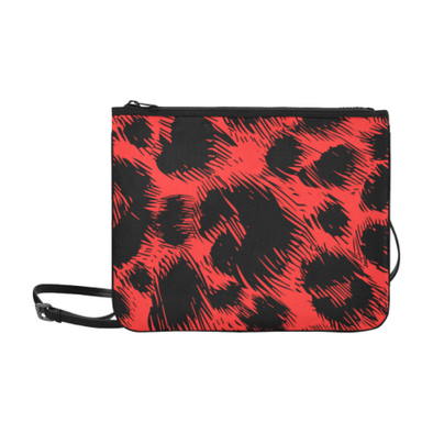 Slim Clutch Bag - New Leopard Pattern - Black-Red Leopard - Accessories big cats hot new items leopards purses