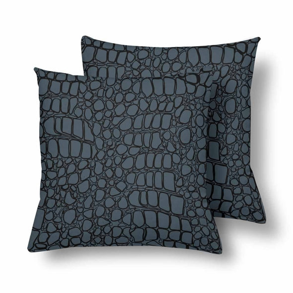 18 x 18 Throw Pillows (2) - Custom Crocodile Pattern - Charcoal Crocodile - Housewares crocodiles housewares pillows