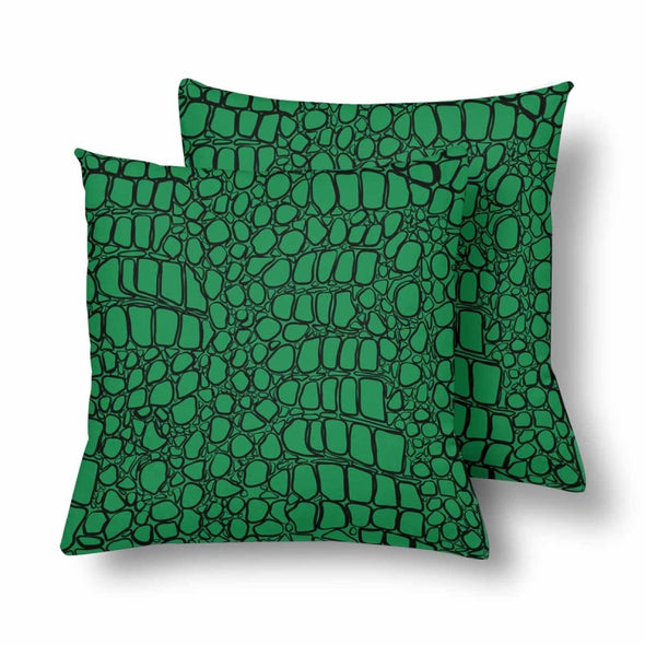 18 x 18 Throw Pillows (2) - Custom Crocodile Pattern - Green Crocodile - Housewares crocodiles housewares pillows