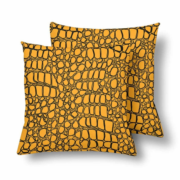 18 x 18 Throw Pillows (2) - Custom Crocodile Pattern - Orange Crocodile - Housewares crocodiles housewares pillows