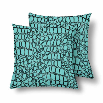 18 x 18 Throw Pillows (2) - Custom Crocodile Pattern - Turquoise Crocodile - Housewares crocodiles housewares pillows