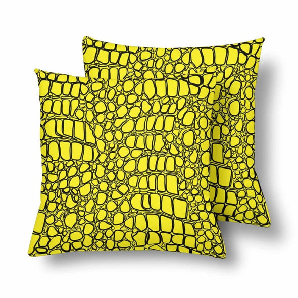 18 x 18 Throw Pillows (2) - Custom Crocodile Pattern - Yellow Crocodile - Housewares crocodiles housewares pillows