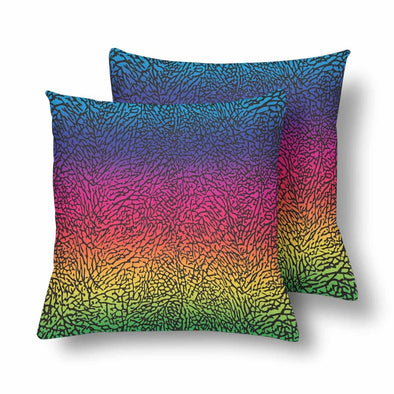 18 x 18 Throw Pillows (2) - Custom Elephant Pattern - Rainbow Elephant - Housewares elephants housewares pillows