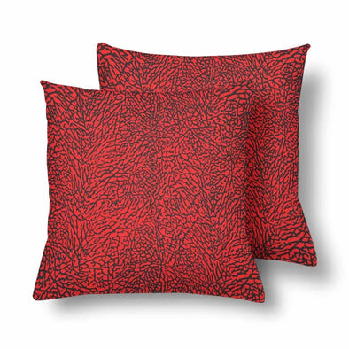18 x 18 Throw Pillows (2) - Custom Elephant Pattern - Red Elephant - Housewares elephants housewares pillows