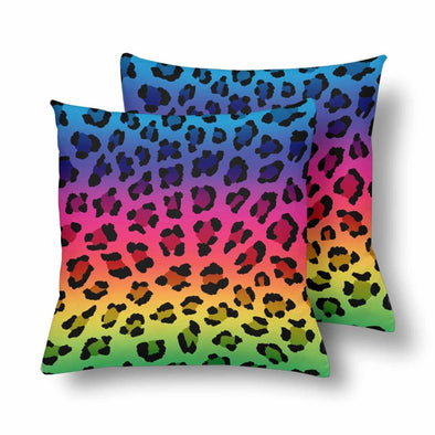 18 x 18 Throw Pillows (2) - Custom Leopard Pattern - Rainbow Leopard - Housewares big cats housewares leopards pillows