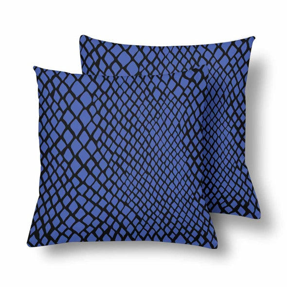 18 x 18 Throw Pillows (2) - Custom Snake Pattern - Blue Snake - Housewares housewares pillows snakes