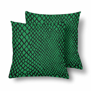 18 x 18 Throw Pillows (2) - Custom Snake Pattern - Green Snake - Housewares housewares pillows snakes