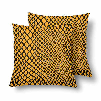 18 x 18 Throw Pillows (2) - Custom Snake Pattern - Orange Snake - Housewares housewares pillows snakes