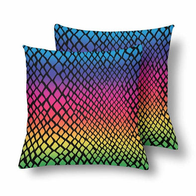 18 x 18 Throw Pillows (2) - Custom Snake Pattern - Rainbow Snake - Housewares housewares pillows snakes