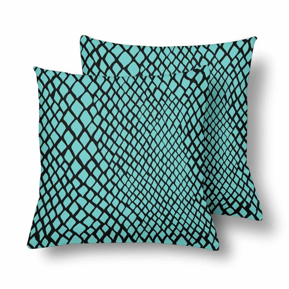 18 x 18 Throw Pillows (2) - Custom Snake Pattern - Turquoise Snake - Housewares housewares pillows snakes