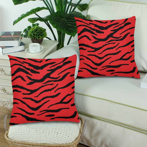 18 x 18 Throw Pillows (2) - Custom Tiger Pattern - Animal Social Company