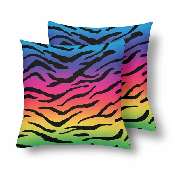 18 x 18 Throw Pillows (2) - Custom Tiger Pattern - Rainbow Tiger - Housewares big cats housewares pillows tigers