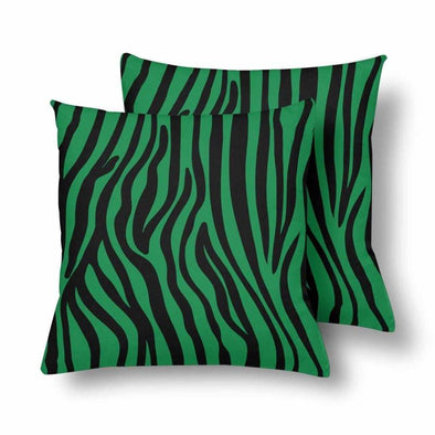 18 x 18 Throw Pillows (2) - Custom Zebra Pattern - Green Zebra - Housewares housewares pillows zebras