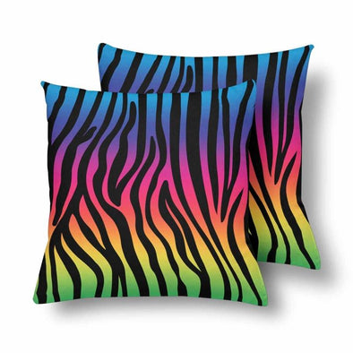 18 x 18 Throw Pillows (2) - Custom Zebra Pattern - Rainbow Zebra - Housewares housewares pillows zebras