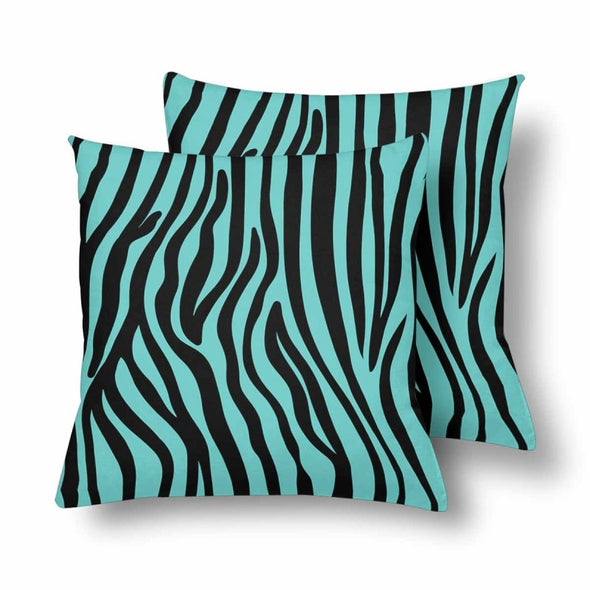 18 x 18 Throw Pillows (2) - Custom Zebra Pattern - Turquoise Zebra - Housewares housewares pillows zebras