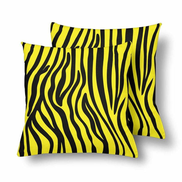 18 x 18 Throw Pillows (2) - Custom Zebra Pattern - Yellow Zebra - Housewares housewares pillows zebras