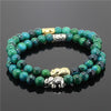 2 Piece Bead Onyx Natural Stone Elephant Bracelet - Green - Jewelry Bracelets Elephants Yoga Gear