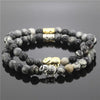 2 Piece Bead Onyx Natural Stone Elephant Bracelet - Grey - Jewelry Bracelets Elephants Yoga Gear