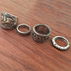 4 Piece Bohemian Antique Silver Elephant Ring Set - Jewelry Bohemian Elephants Rings