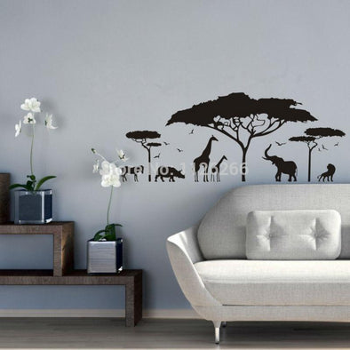 African Safari Animal Wall Sticker - Wall Art big cats elephants giraffes horses rhinos