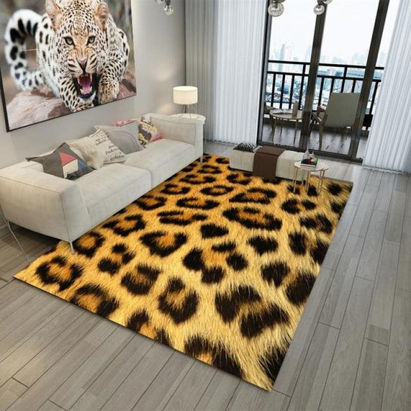 Animal Pattern Area Rug - Leopard Jaguar Tiger Zebra Giraffe Cow Snake - Leopard / 31x47in / 80x120cm - Housewares big cats cheetahs floor