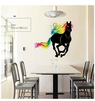 Black & Rainbow Running Horse Wall Sticker - Wall Art Horses Wall Stickers
