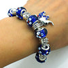 Blue Murano Glass Beads & Elephant Charm Bracelet - Jewelry bracelets elephants italian