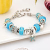 Blue Murano Glass Beads & Silver Turtle Charm Bracelet - Jewelry Bracelets Italian Turtles