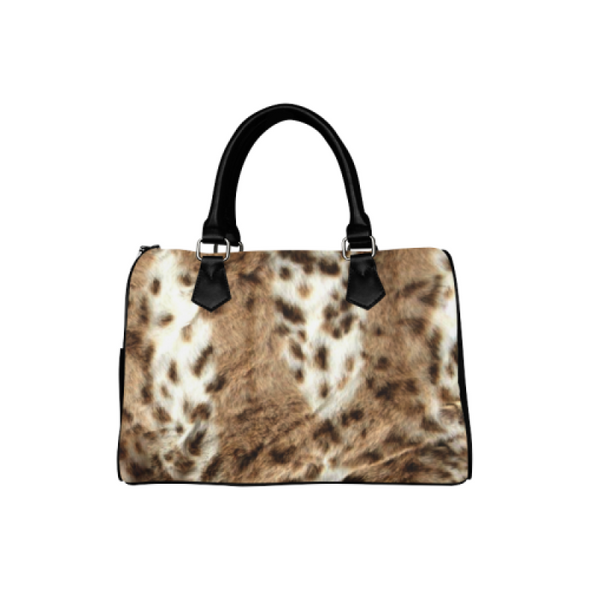 Boston Handbag Purse - Custom Animal Fur Prints - White Tan - Accessories big cats hot new items