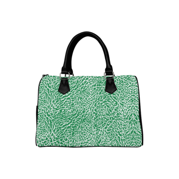 Boston Handbag Purse - Custom White Elephant Pattern - Green Elephant - Accessories elephants handbags hot new items