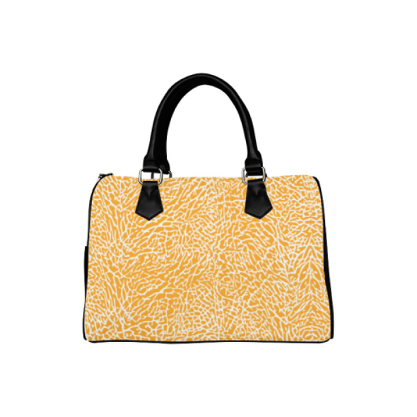 Boston Handbag Purse - Custom White Elephant Pattern - Orange Elephant - Accessories elephants handbags hot new items