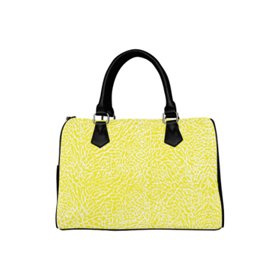 Boston Handbag Purse - Custom White Elephant Pattern - Yellow Elephant - Accessories elephants handbags hot new items