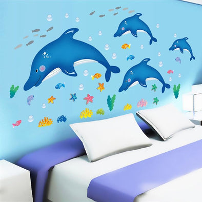 Cartoon Dolphins Wall Sticker - Wall Art dolphins wall stickers