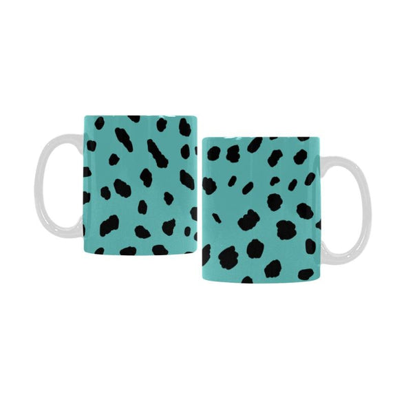 Ceramic Coffee Mugs (Pair) - Custom Cheetah Pattern - Turquoise - Housewares big cats cheetahs housewares