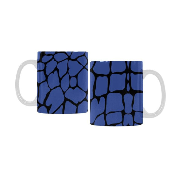 Ceramic Coffee Mugs (Pair) - Custom Giraffe Pattern - Blue - Housewares giraffes housewares