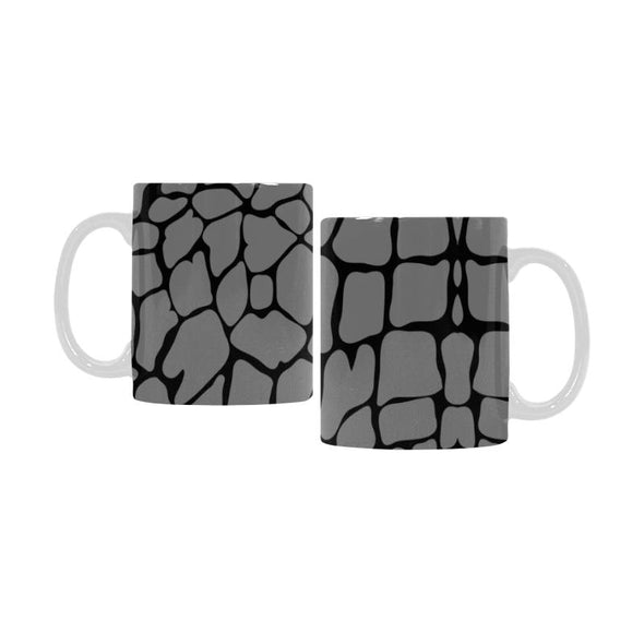 Ceramic Coffee Mugs (Pair) - Custom Giraffe Pattern - Gray - Housewares giraffes housewares
