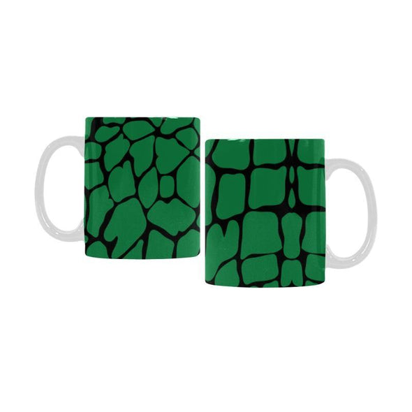 Ceramic Coffee Mugs (Pair) - Custom Giraffe Pattern - Green - Housewares giraffes housewares