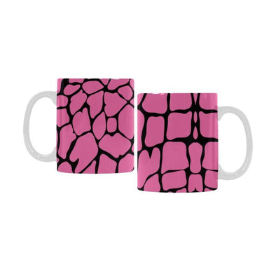 Ceramic Coffee Mugs (Pair) - Custom Giraffe Pattern - Hot Pink - Housewares giraffes housewares