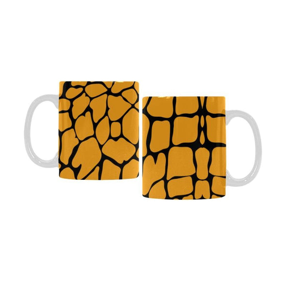 Ceramic Coffee Mugs (Pair) - Custom Giraffe Pattern - Orange - Housewares giraffes housewares