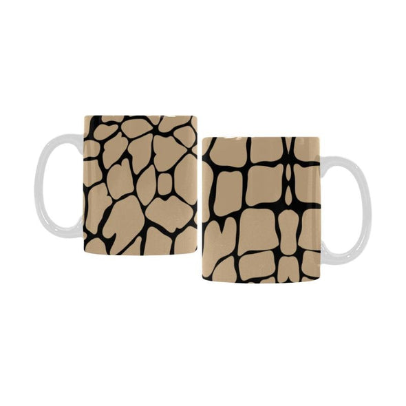 Ceramic Coffee Mugs (Pair) - Custom Giraffe Pattern - Tan - Housewares giraffes housewares