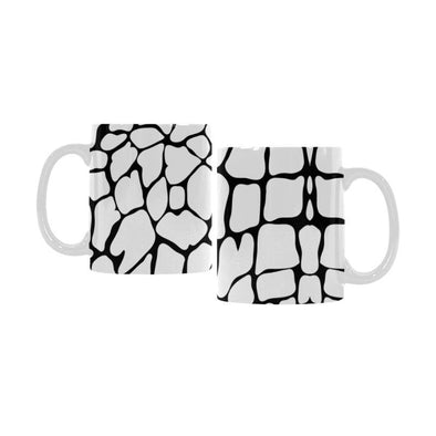 Ceramic Coffee Mugs (Pair) - Custom Giraffe Pattern - White - Housewares giraffes housewares