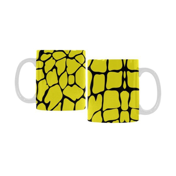 Ceramic Coffee Mugs (Pair) - Custom Giraffe Pattern - Yellow - Housewares giraffes housewares