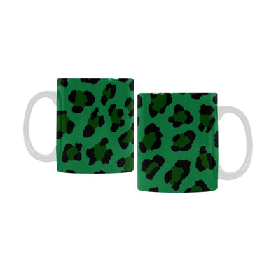 Ceramic Coffee Mugs (Pair) - Custom Leopard Pattern - Green - Housewares big cats housewares leopards