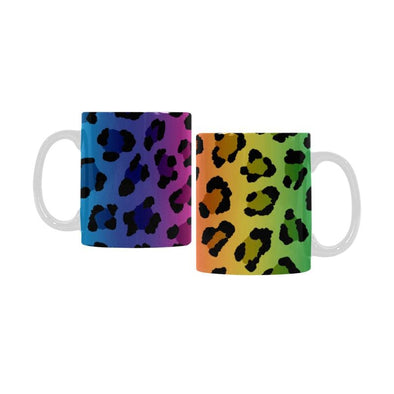 Ceramic Coffee Mugs (Pair) - Custom Leopard Pattern - Rainbow 2 - Housewares big cats housewares leopards
