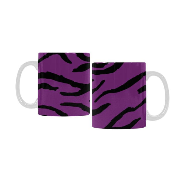 Ceramic Coffee Mugs (Pair) - Custom Tiger Pattern - Purple - Housewares big cats housewares tigers