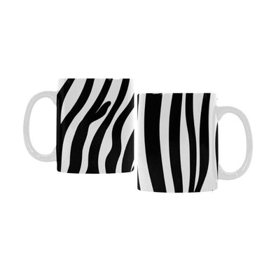 Ceramic Coffee Mugs (Pair) - Custom Zebra Pattern - Black - Housewares housewares zebras