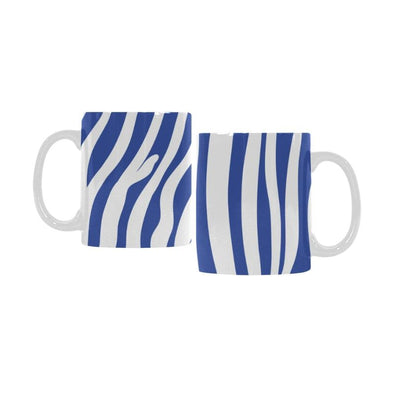 Ceramic Coffee Mugs (Pair) - Custom Zebra Pattern - Blue - Housewares housewares zebras
