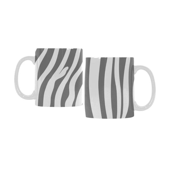 Ceramic Coffee Mugs (Pair) - Custom Zebra Pattern - Gray - Housewares housewares zebras